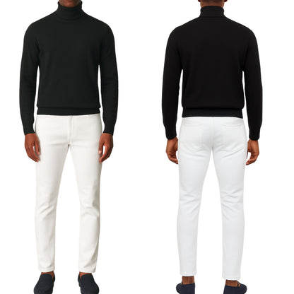 Pull homme col roulé noir