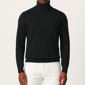 Pull homme col roulé noir