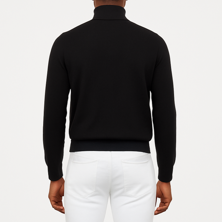 Pull homme col roulé noir