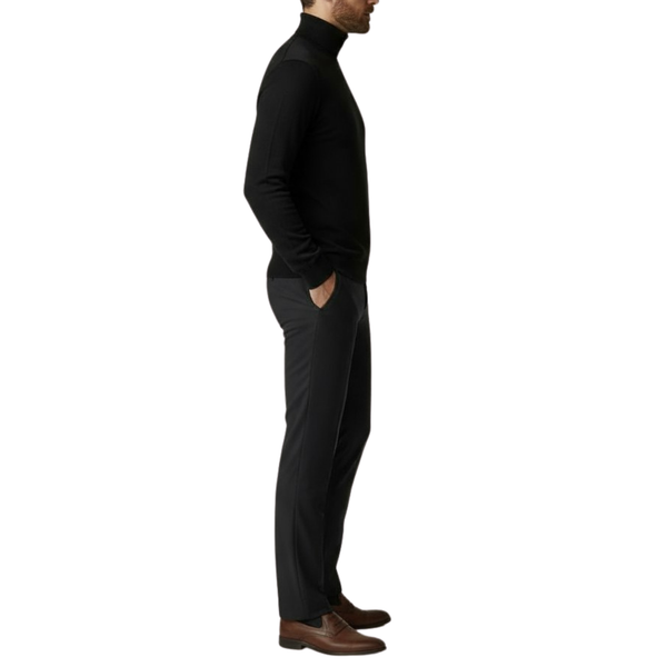 Pull homme col roulé noir