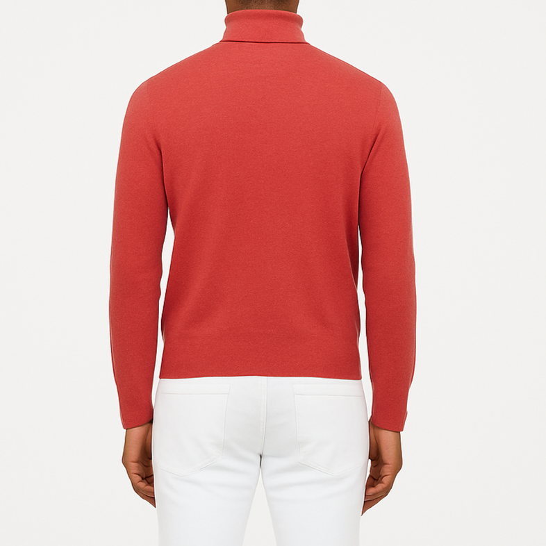 Pull homme col roulé rouge