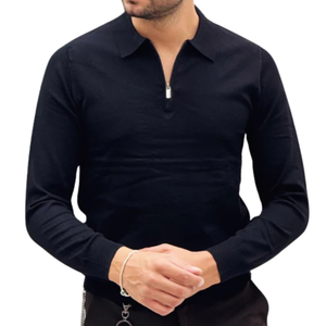 Pull homme noir col zip