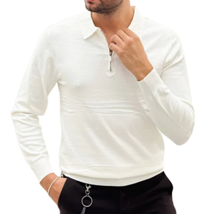 Pull homme blanc col zip