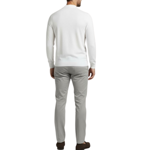 Pull homme blanc col bouton Laurentino
