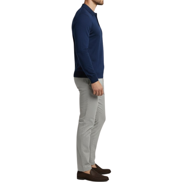 Pull homme bleu marine col bouton Laurentino