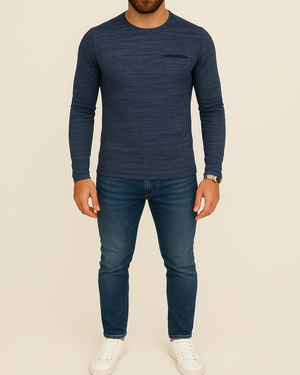 Pull homme bleu LEO