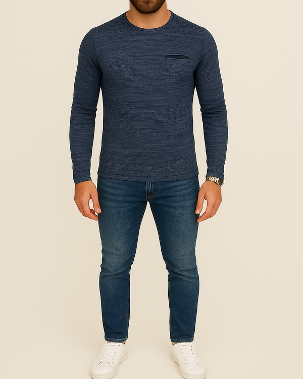 Pull homme bleu LEO