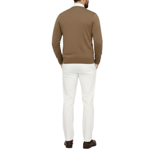 Pull homme col V café