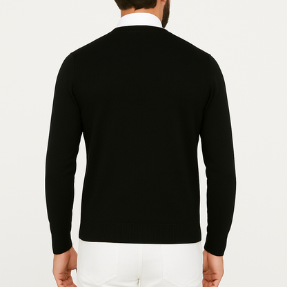 Pull homme col V noir