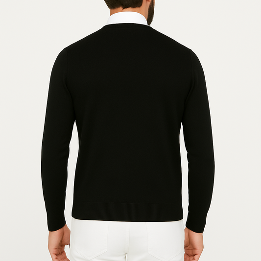 Pull homme col V noir